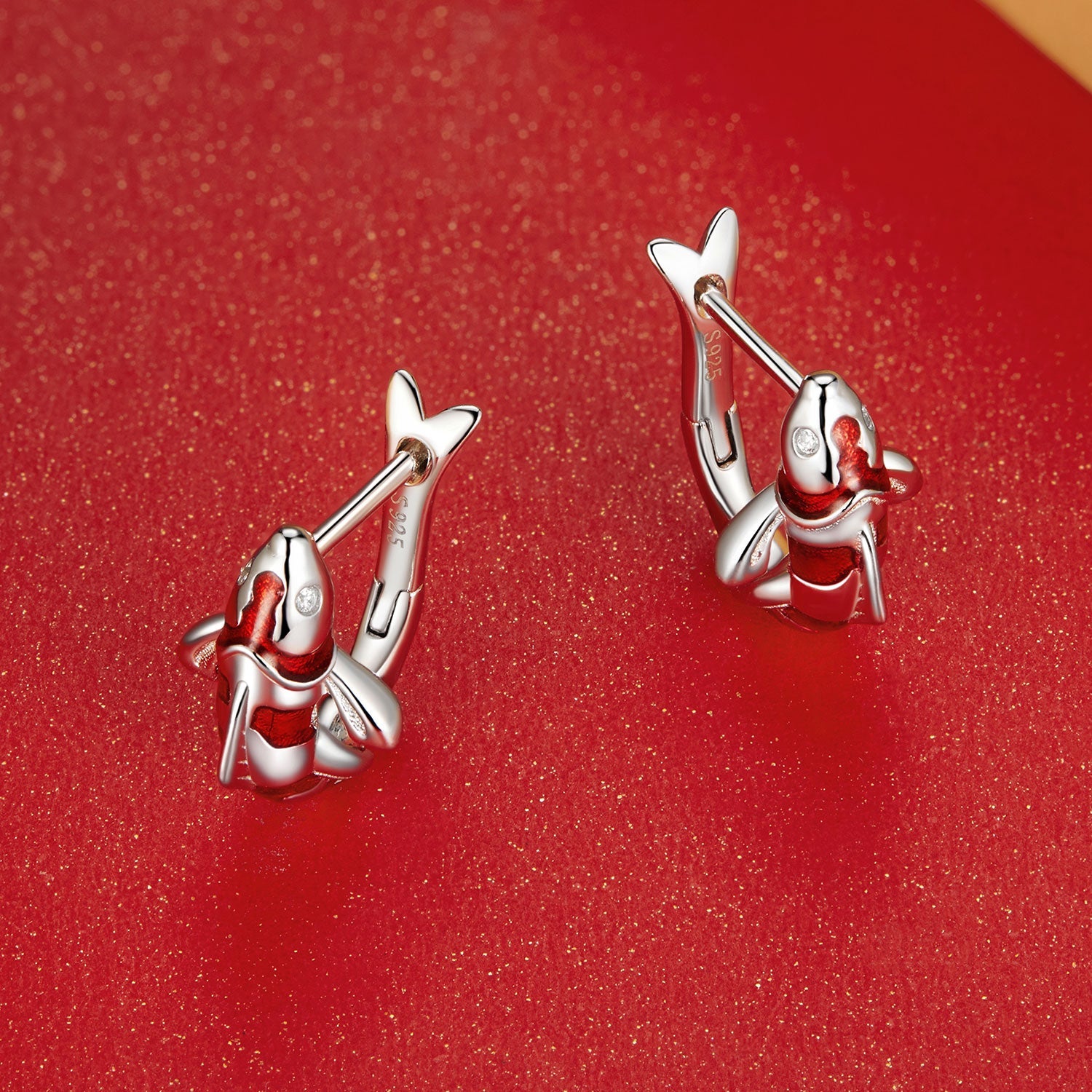 925 Sterling Silver Enamel and CZ Earrings with Platinum Plating for Women