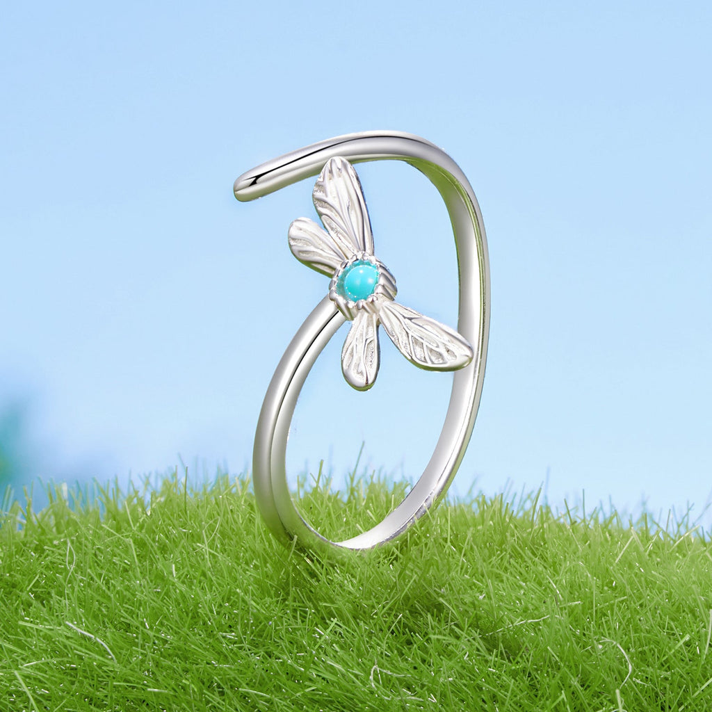 925 Sterling Silver Synthetic Turquoise Pendant 0.5*1.5cm for Women