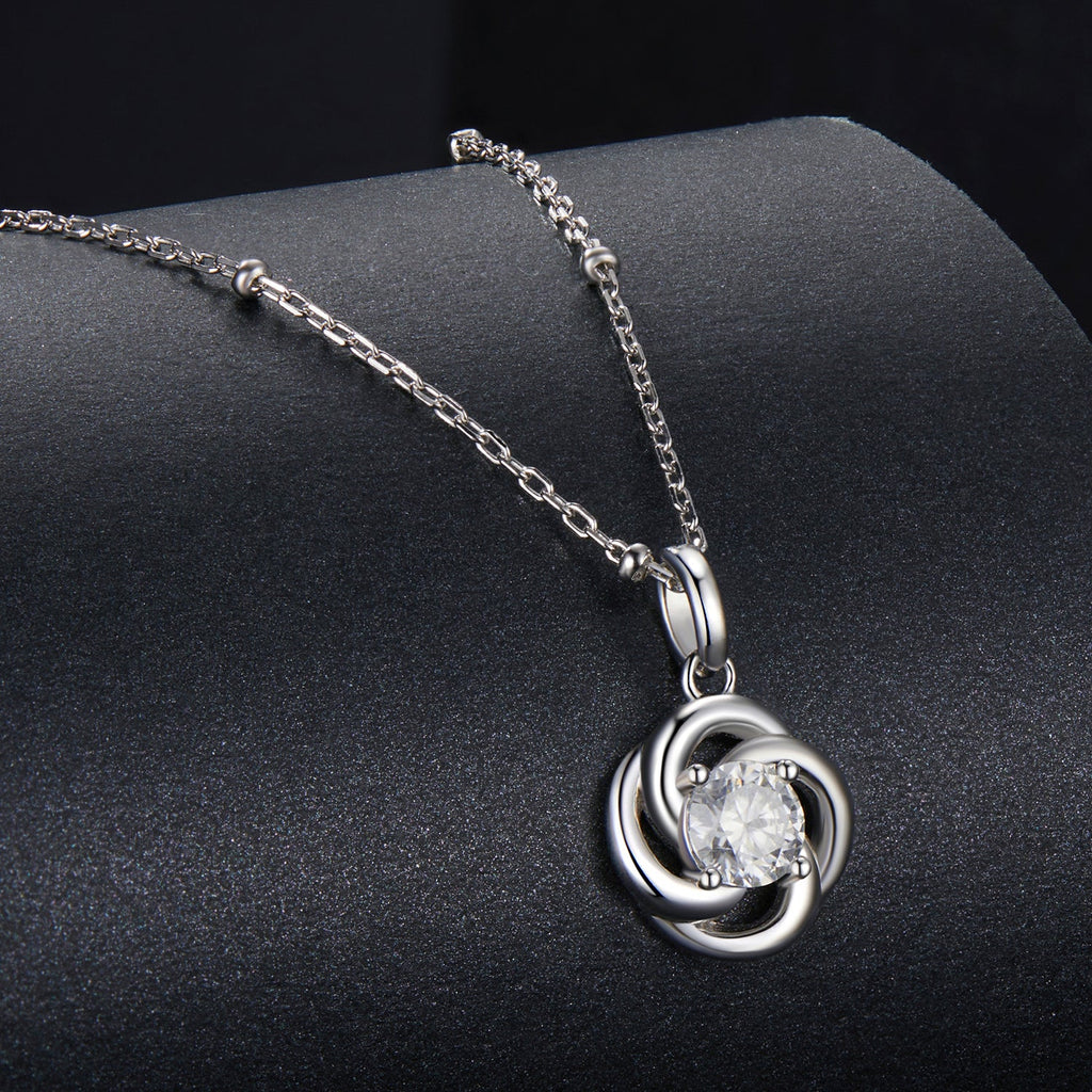 925 Sterling Silver 0.5 Carat Moissanite Necklace with White Gold Plating for Women