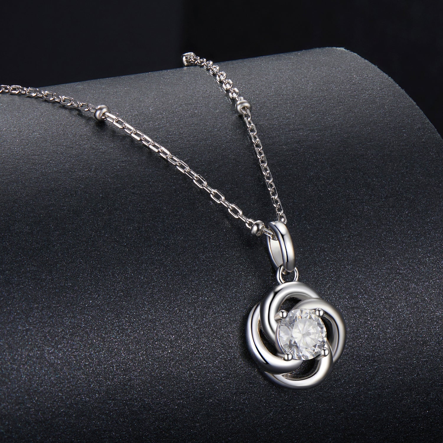 925 Sterling Silver 0.5 Carat Moissanite Necklace with White Gold Plating for Women