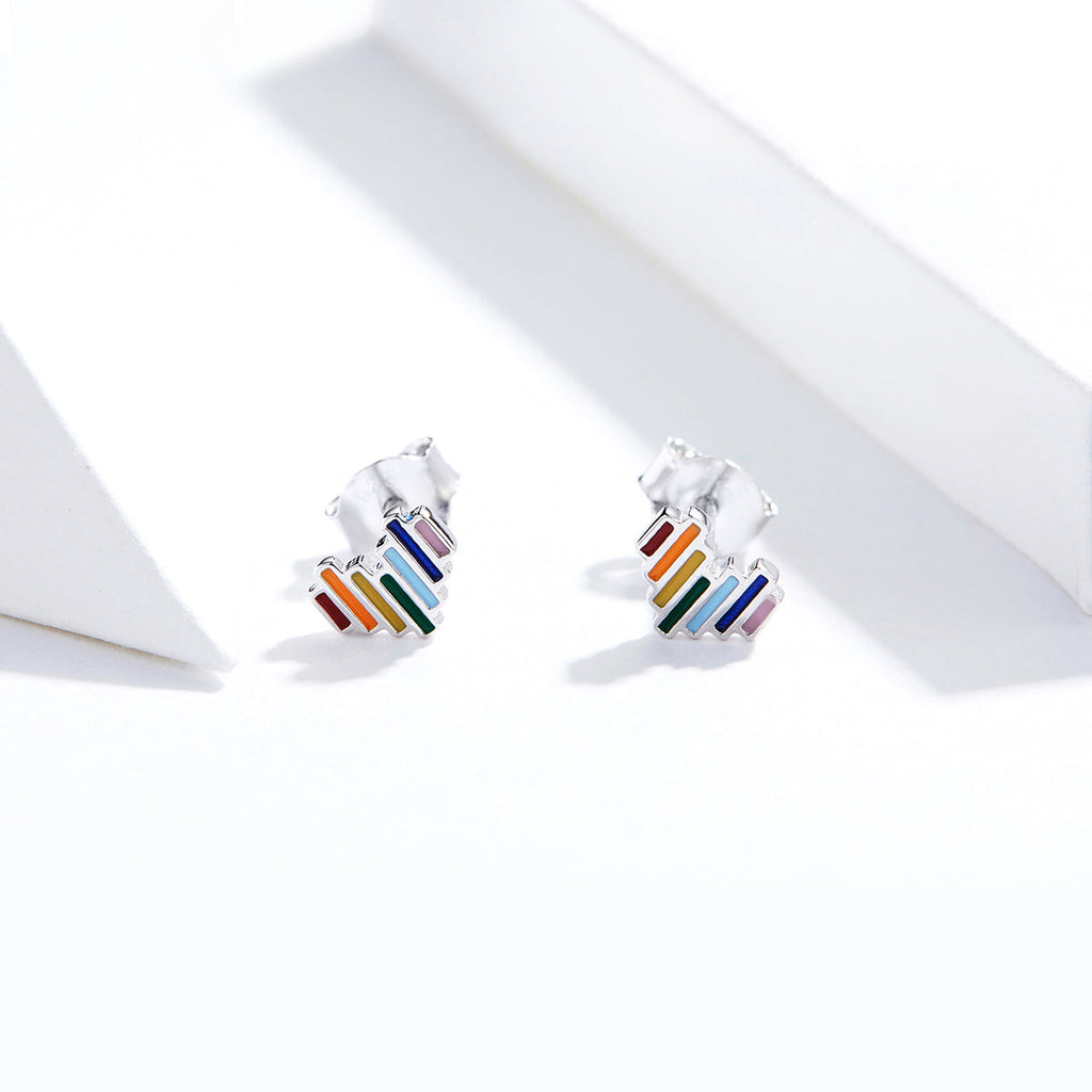 925 Sterling Silver Plated Platinum Earrings 0.5x0.6cm