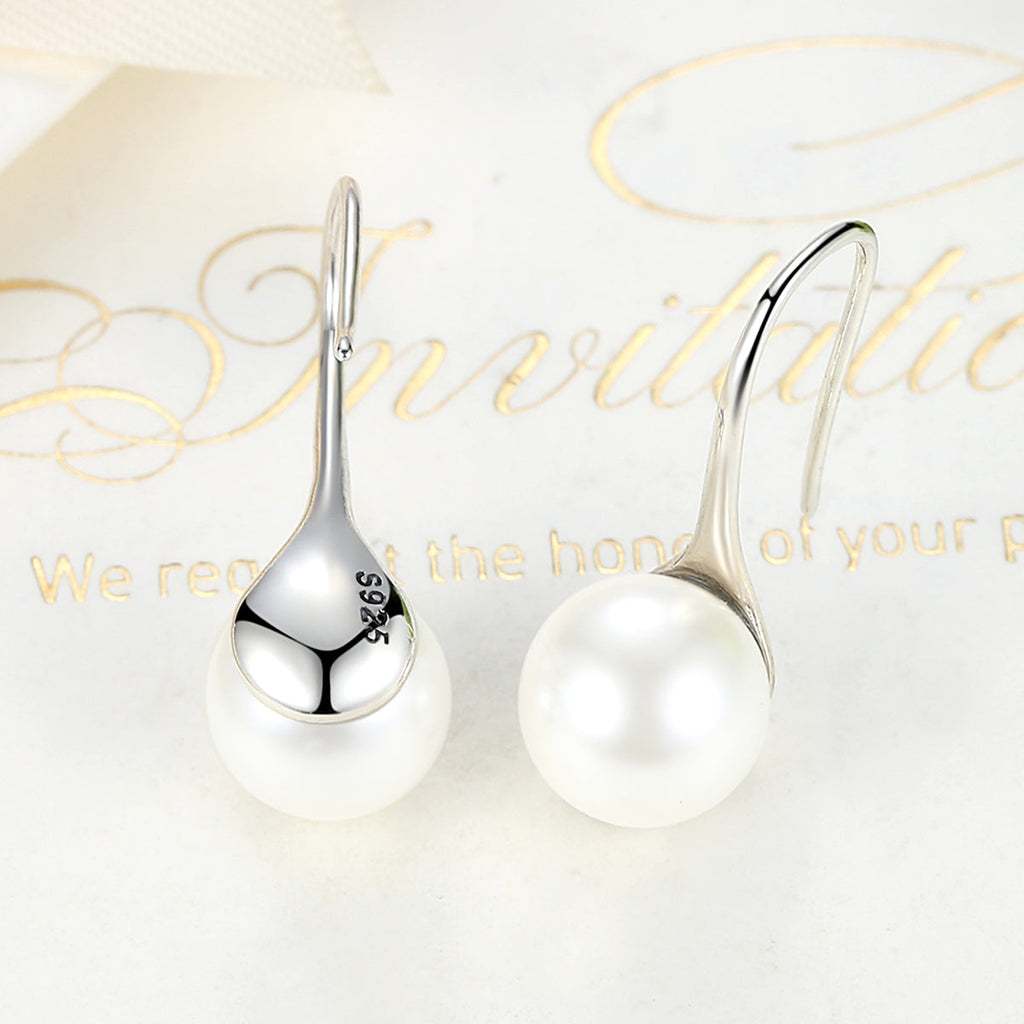 925 Sterling Silver Genuine Shell Pearl Earrings for Women