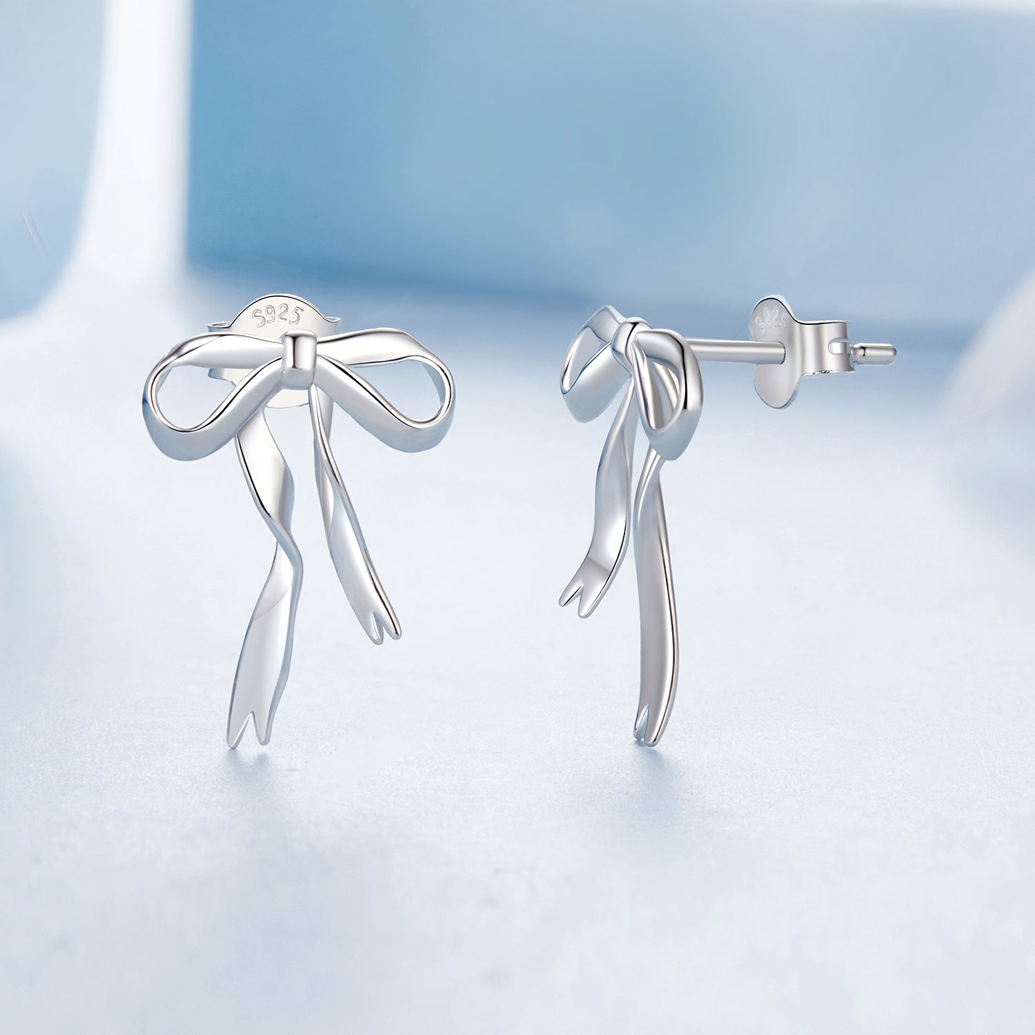 925 Sterling Silver Earrings with White Gold Plating - 1.8x1.3cm for Women