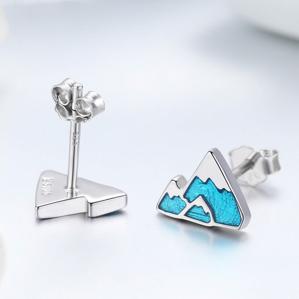 S925 Sterling Silver Earrings 0.7*0.9cm with Plated Platinum and Enamel