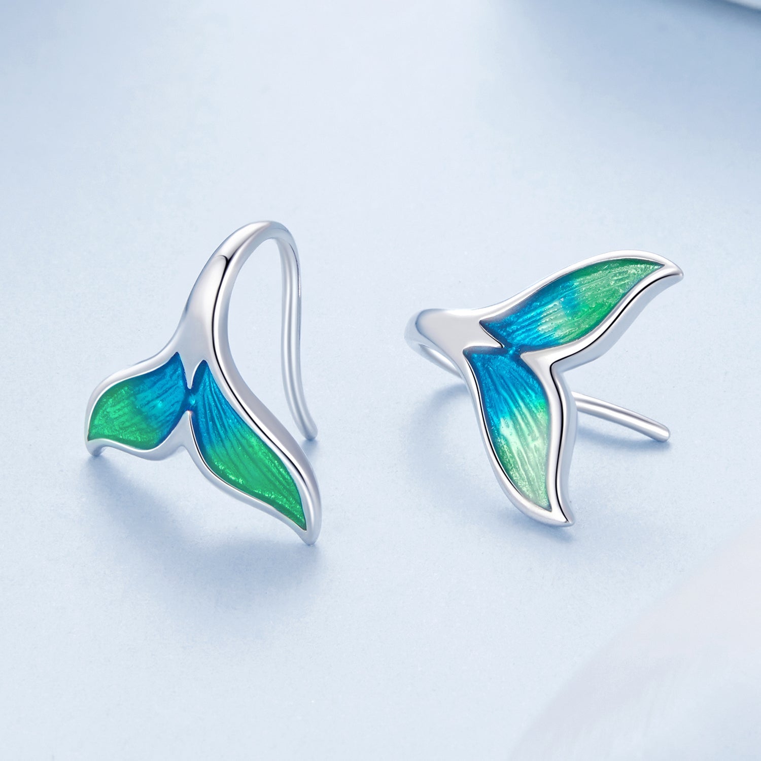 925 Sterling Silver White Gold Plated Enamel Earrings for Women