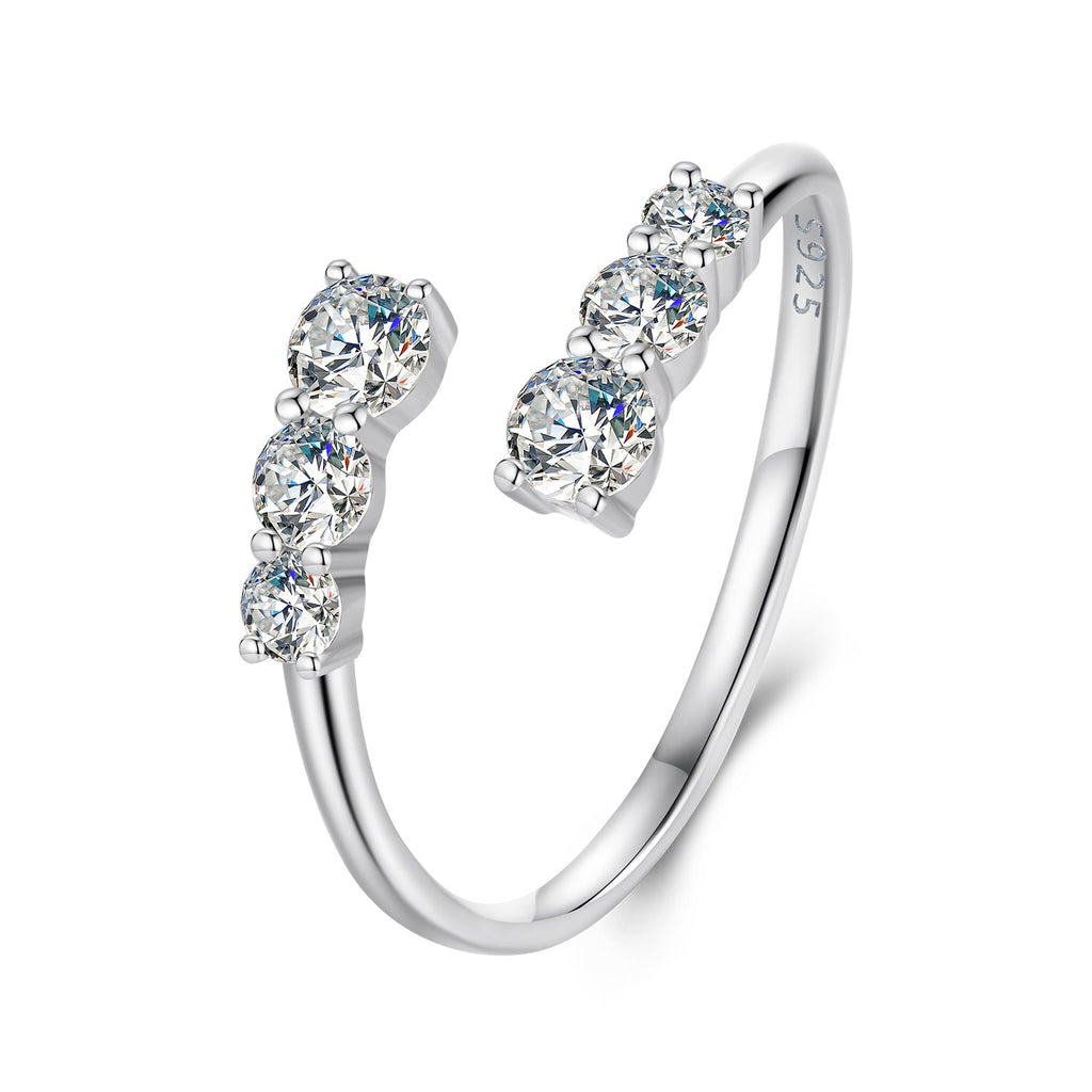 925 Sterling Silver Moissanite Ring for Women - Size E - Plated White Gold