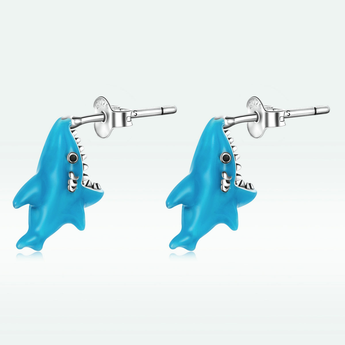 925 Sterling Silver Oxidized Enamel Earrings for Women - 1.3x0.5cm