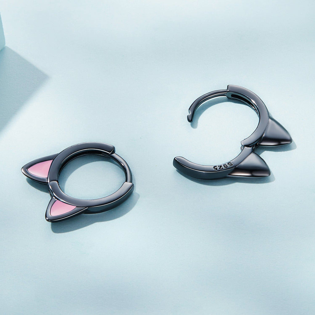 925 Sterling Silver Enamel Black Gold Plated Earrings for Women