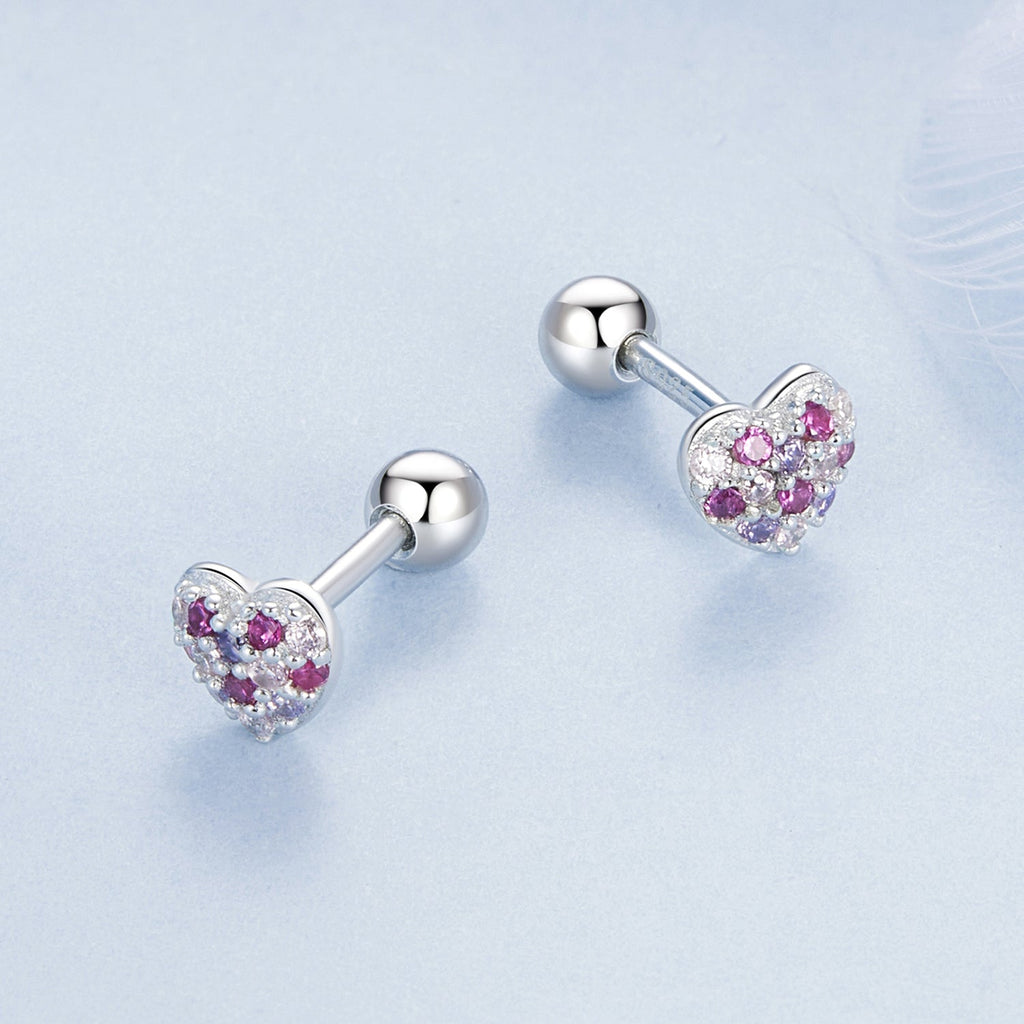 925 Sterling Silver Earrings with Pavé Setting CZ in White Gold for Women