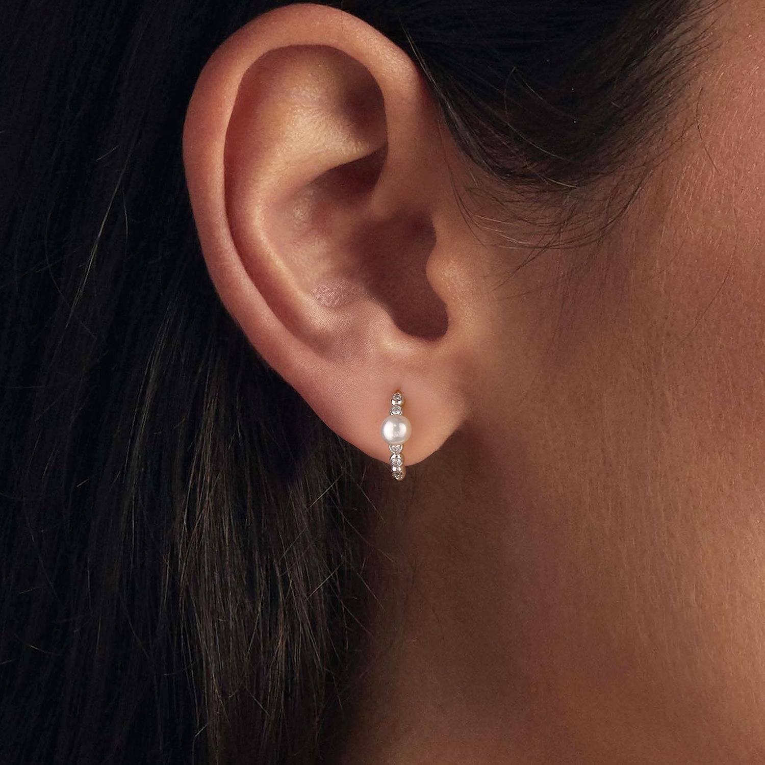 925 Sterling Silver White Gold Plated Moissanite & Pearl Earrings for Women