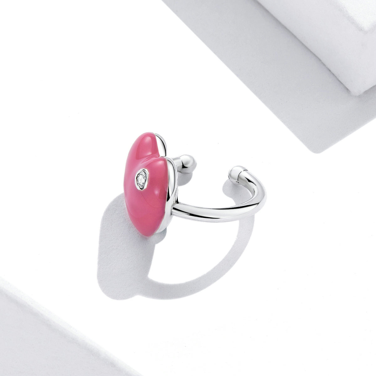 925 Sterling Silver Earrings with Pavé CZ & Enamel, 1.0*1.3cm, for Women