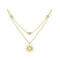 925 Sterling Silver Necklace with Synthetic Opal and CZ, 44cm Adjustable, Gold Plated for Women