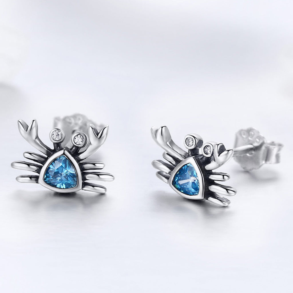925 Sterling Silver Oxidized CZ Earrings 0.7cm x 1cm for Women