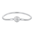 925 Sterling Silver White Gold Plated 17cm CZ Pavé Bracelet for Women
