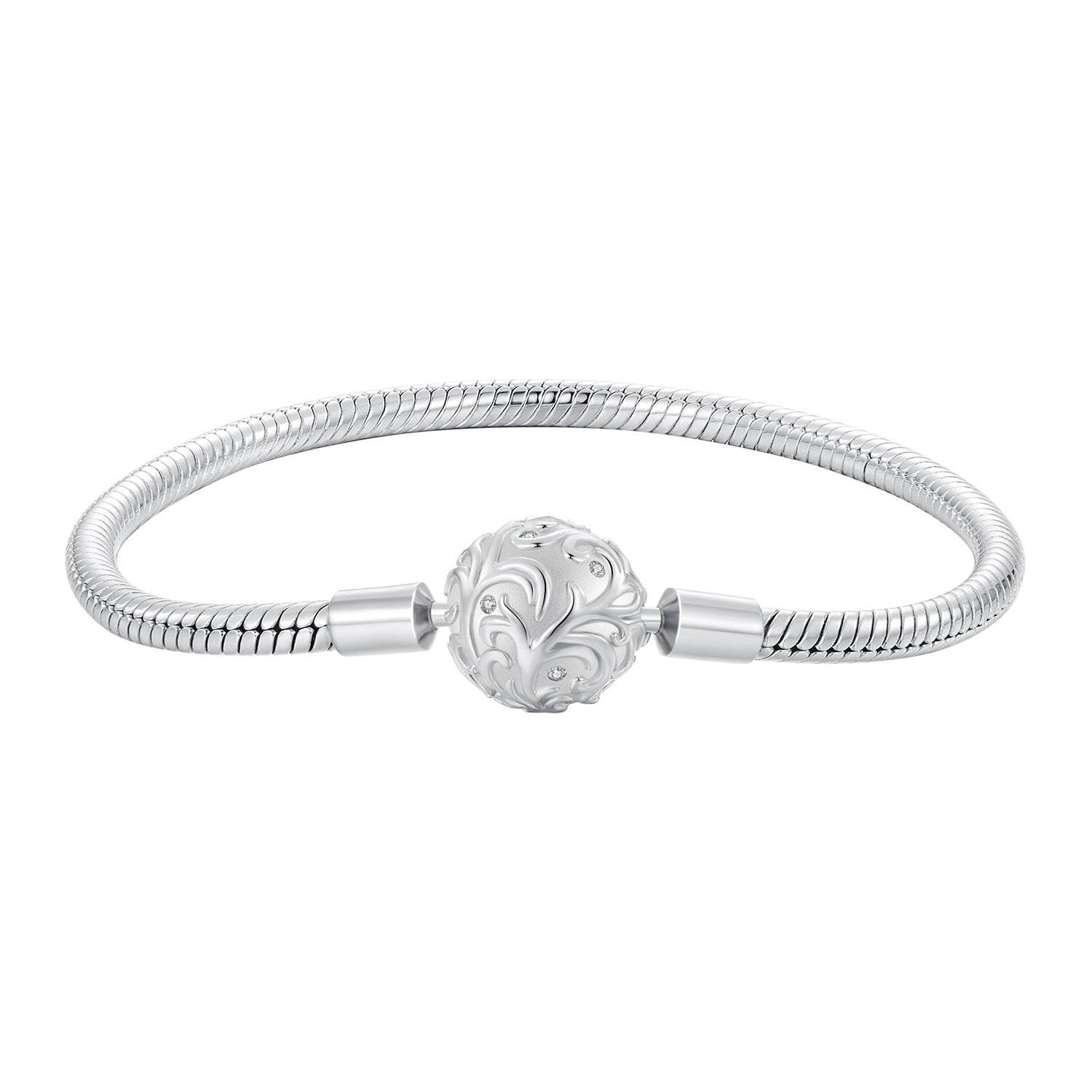 925 Sterling Silver White Gold Plated 17cm CZ Pavé Bracelet for Women