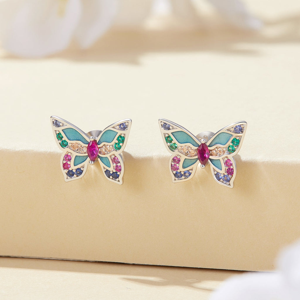 925 Sterling Silver Earrings with Enamel and CZ for Women