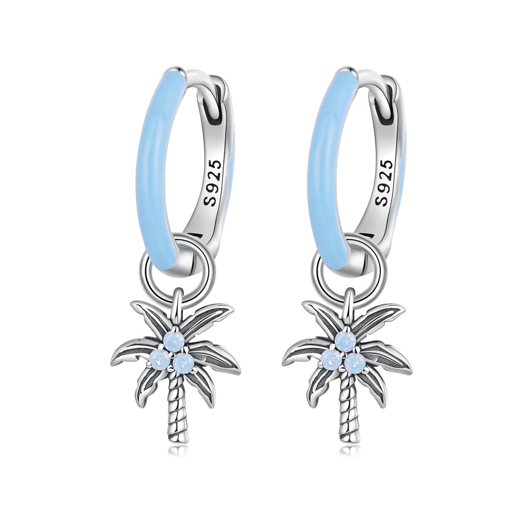 925 Sterling Silver Earrings with Nano Opal Stone and Enamel, Oxidized Finish