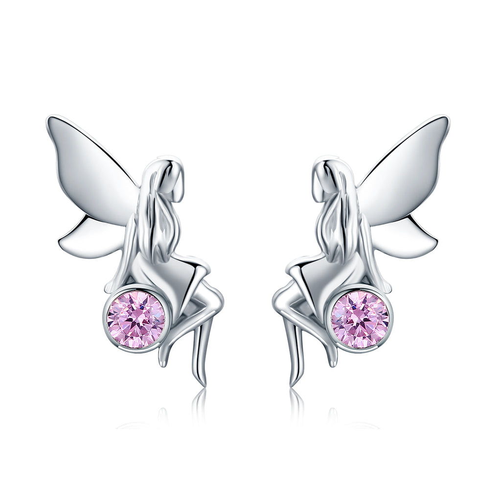 925 Sterling Silver Earrings with Pavé Setting CZ, 1.6*0.7 cm for Women