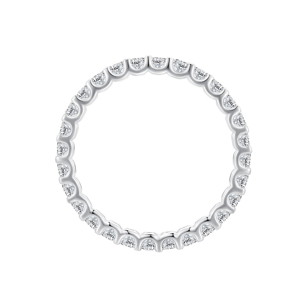 S925 Sterling Silver 2.0mm Moissanite Ring Size 9 for Women