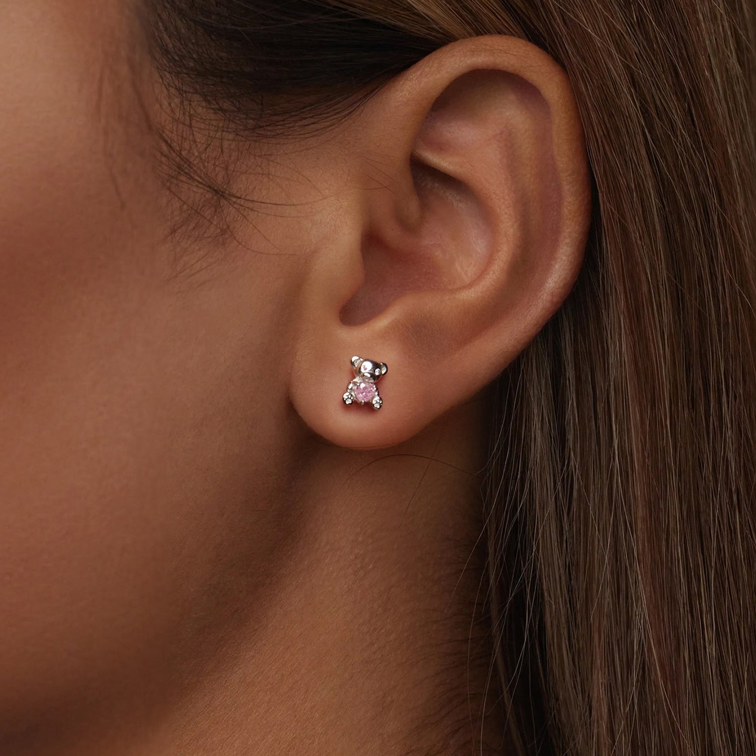 925 Sterling Silver Earrings with CZ in White Gold Plating