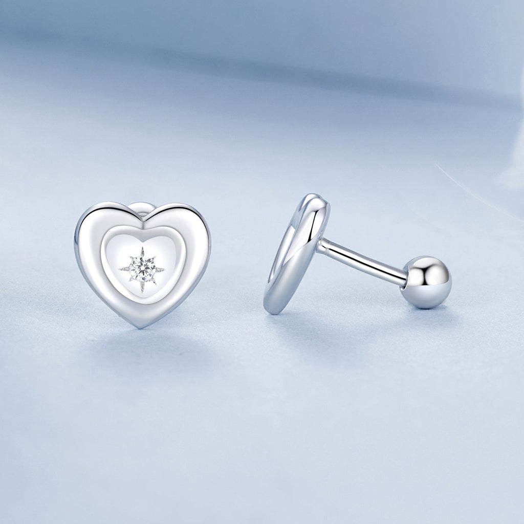 925 Sterling Silver White Gold Plated CZ Earrings