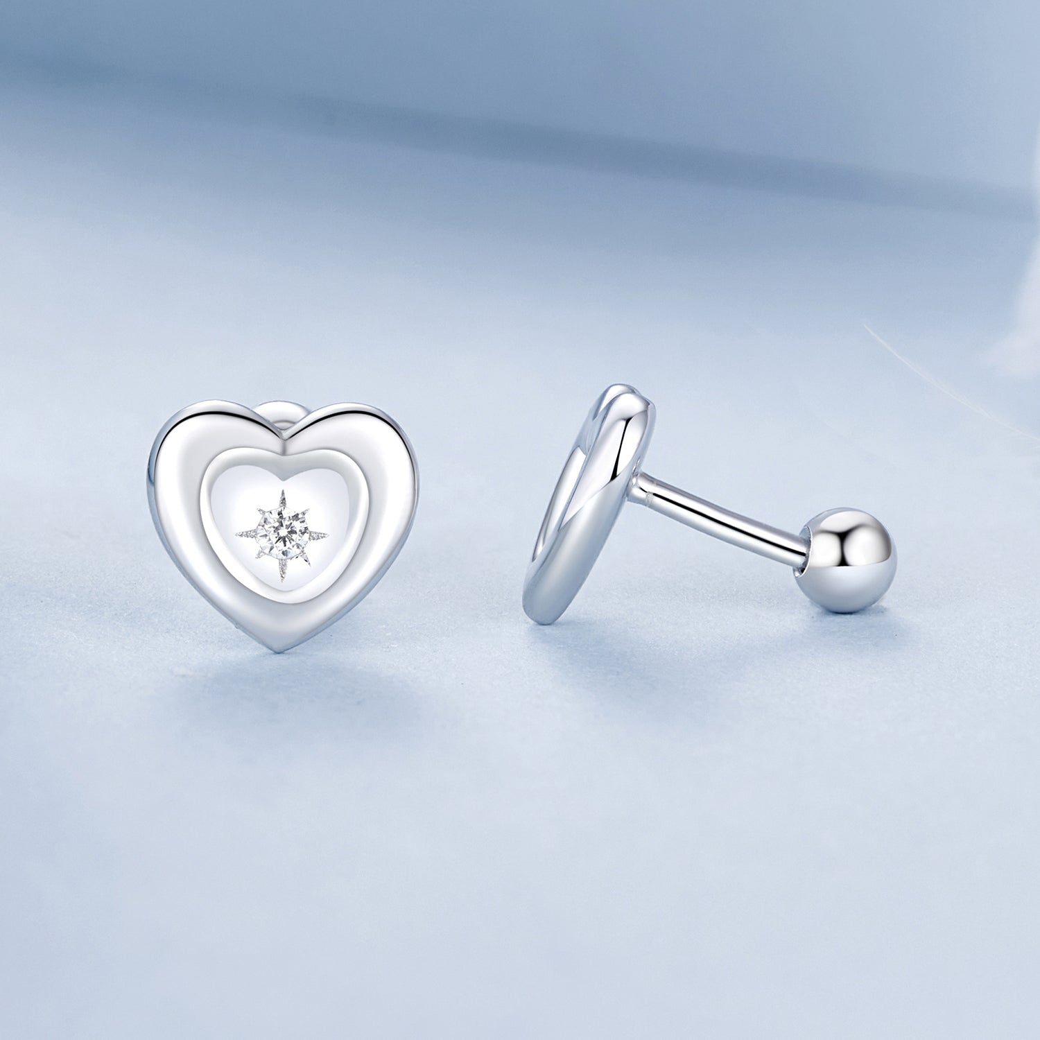 925 Sterling Silver White Gold Plated CZ Earrings