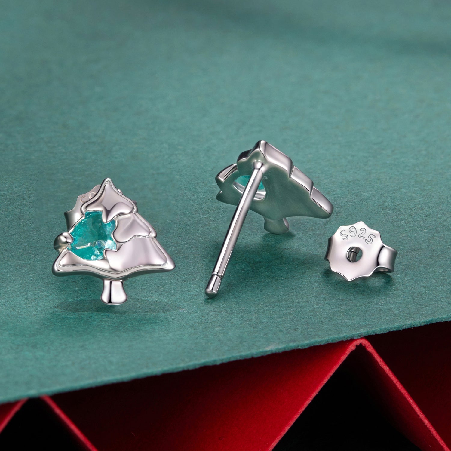 925 Sterling Silver White Gold Plated Transparent Glass Earrings for Women