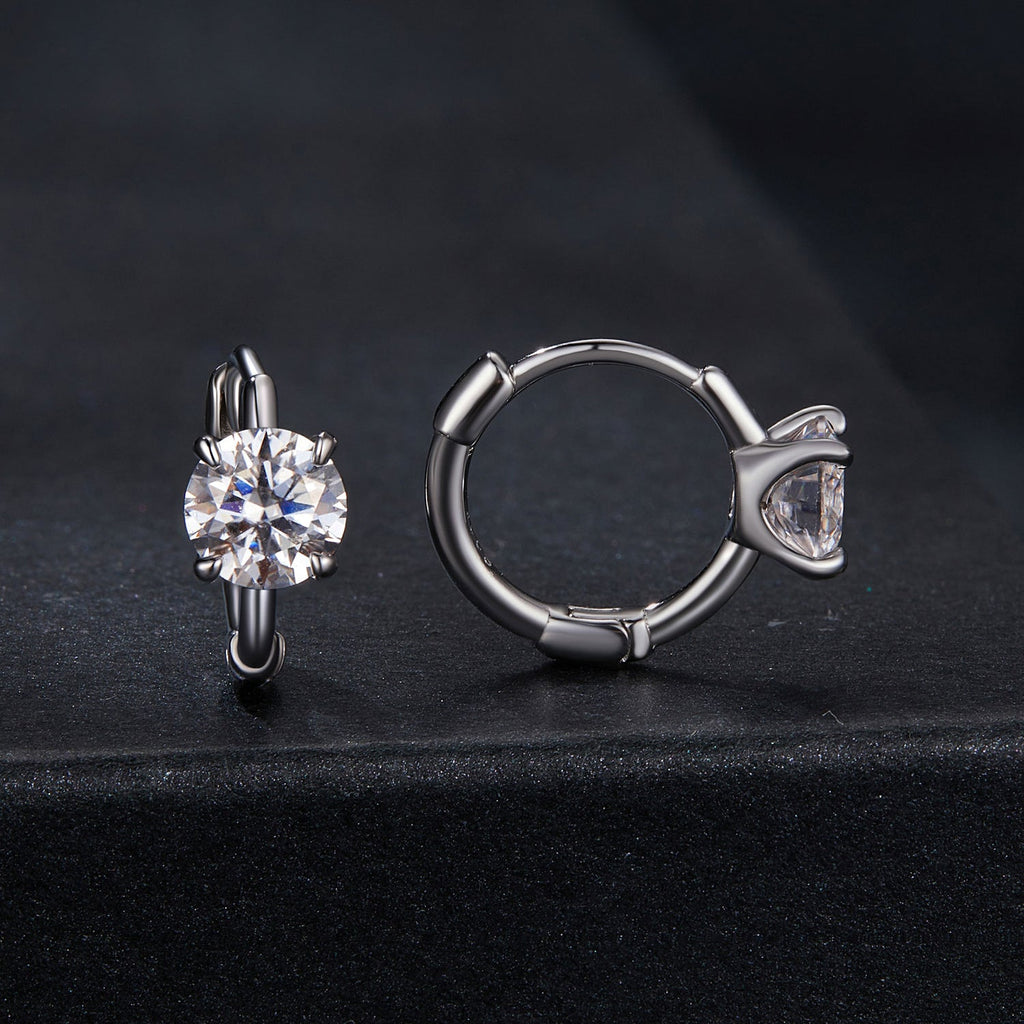 925 Sterling Silver & White Gold Plated 0.5 Carat Moissanite Earrings for Women