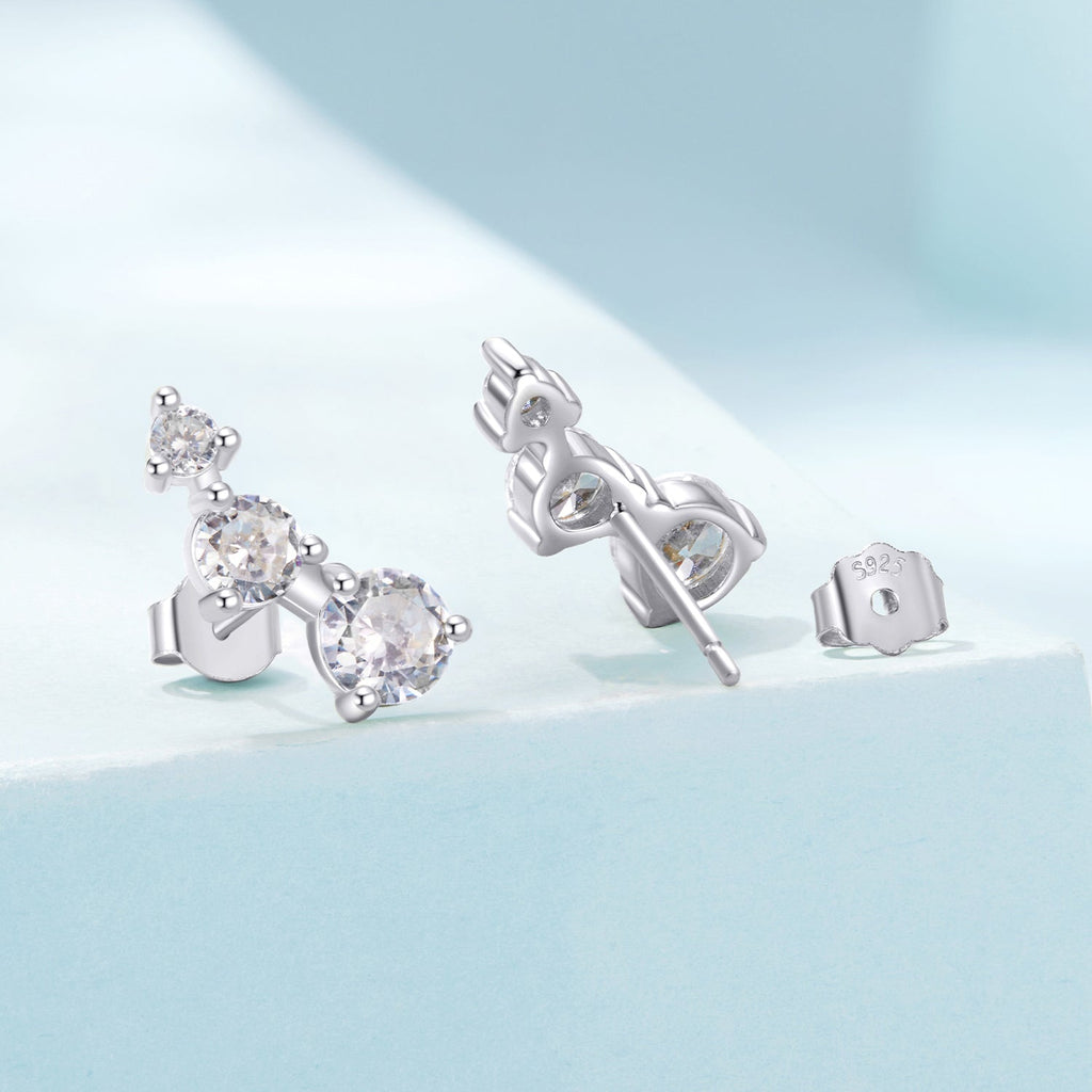 925 Sterling Silver Earrings with Pavé Setting CZ | Size 0.6*1.45cm for Women