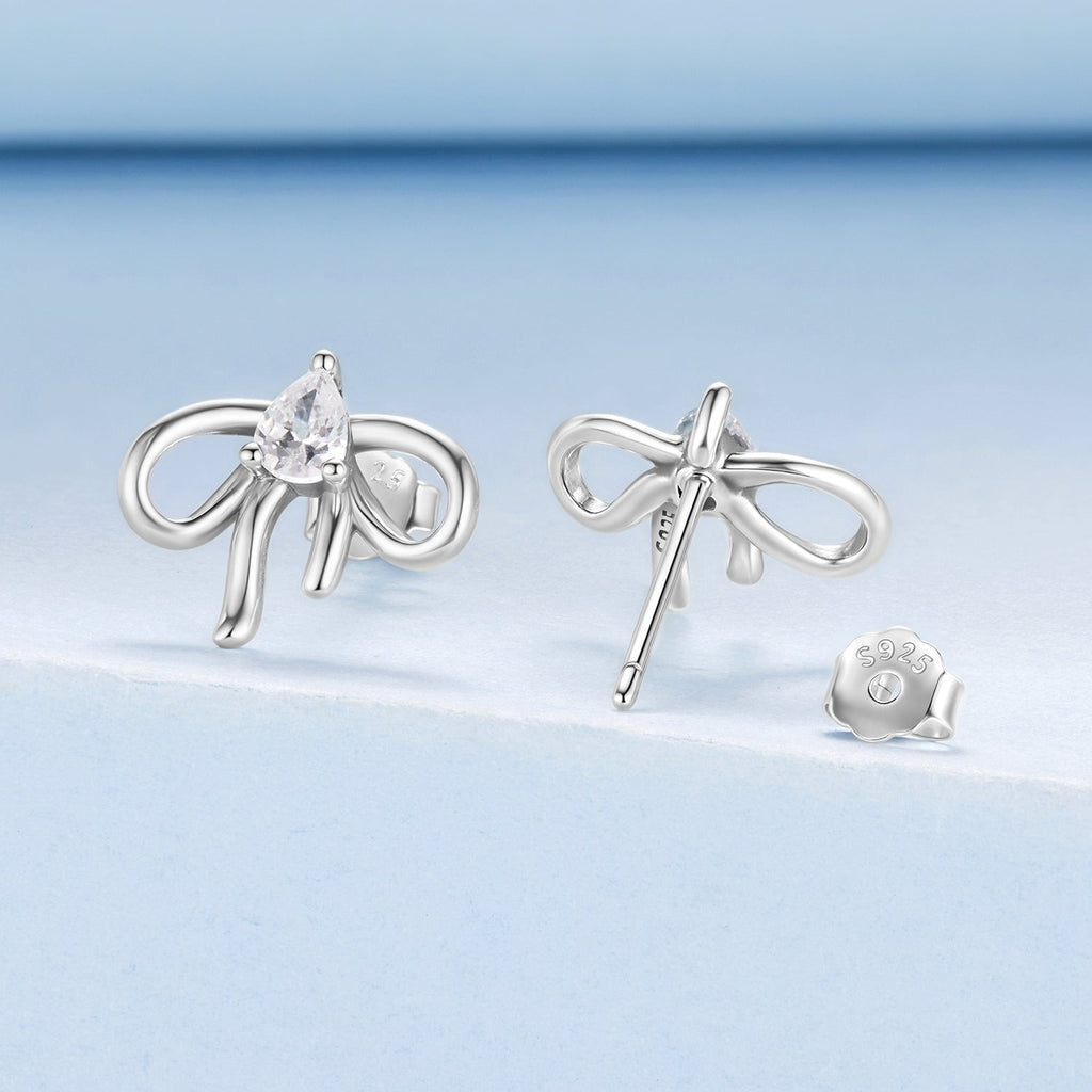 925 Sterling Silver Earrings with Pavé Setting & Oxidized Finish