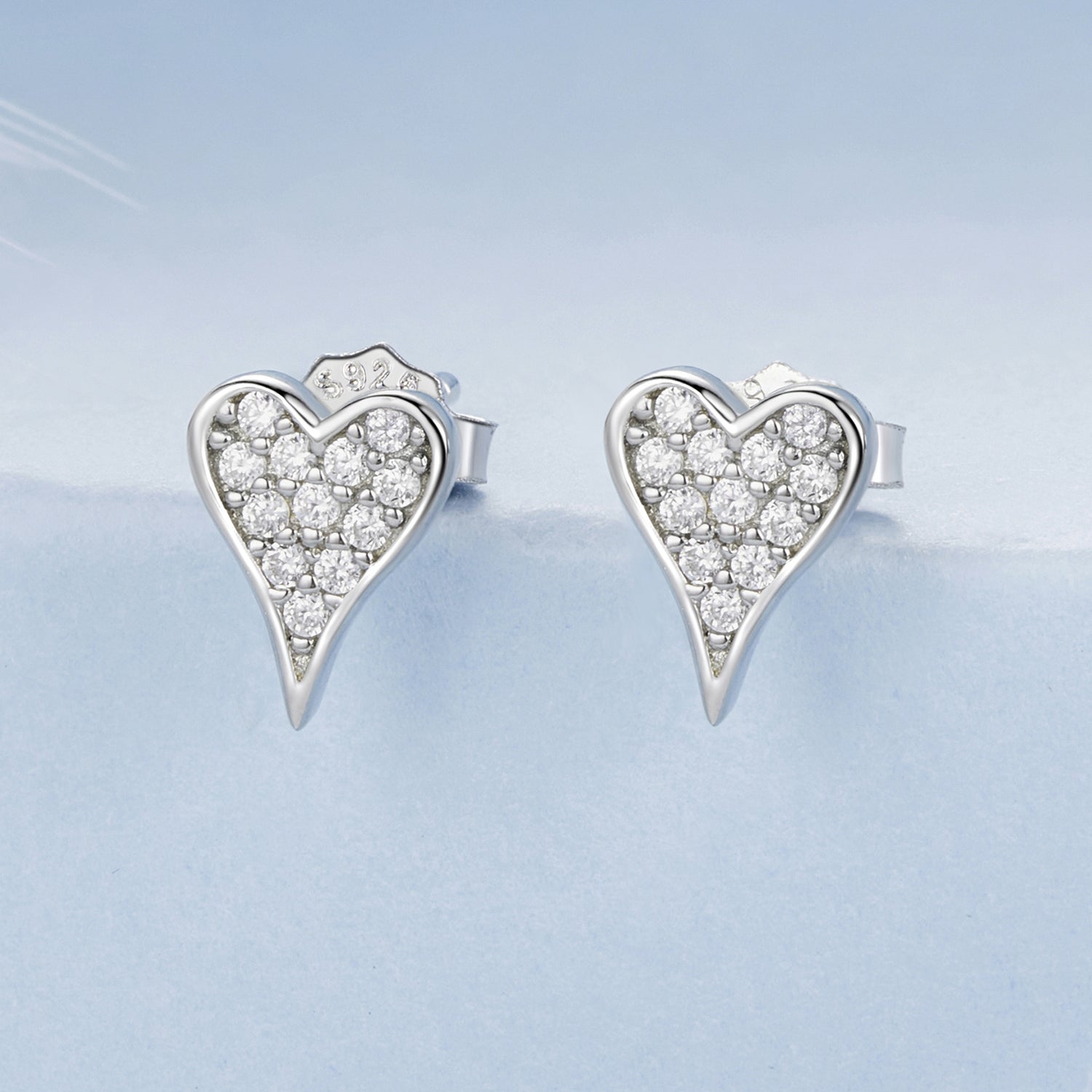 925 Sterling Silver White Gold Plated Pavé CZ Earrings