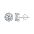 925 Sterling Silver Moissanite 1 Carat Earrings in 10mm Pavé Setting for Women