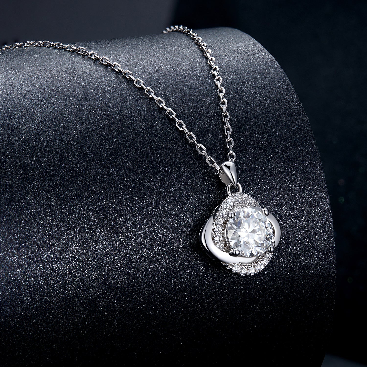 925 Sterling Silver Moissanite Pendant Necklace for Women, 39+5cm, Platinum Plated