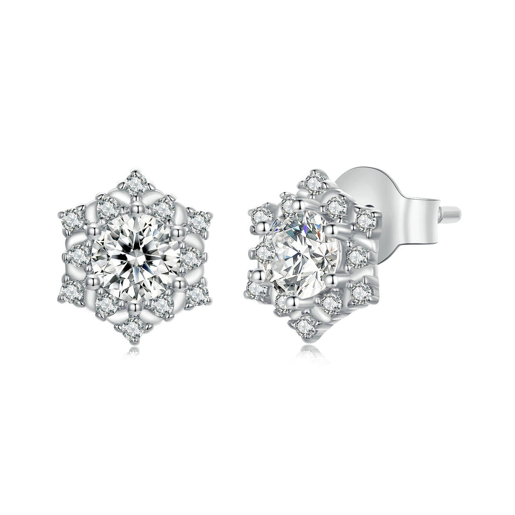 925 Sterling Silver Pavé Setting CZ Platinum Plated Earrings