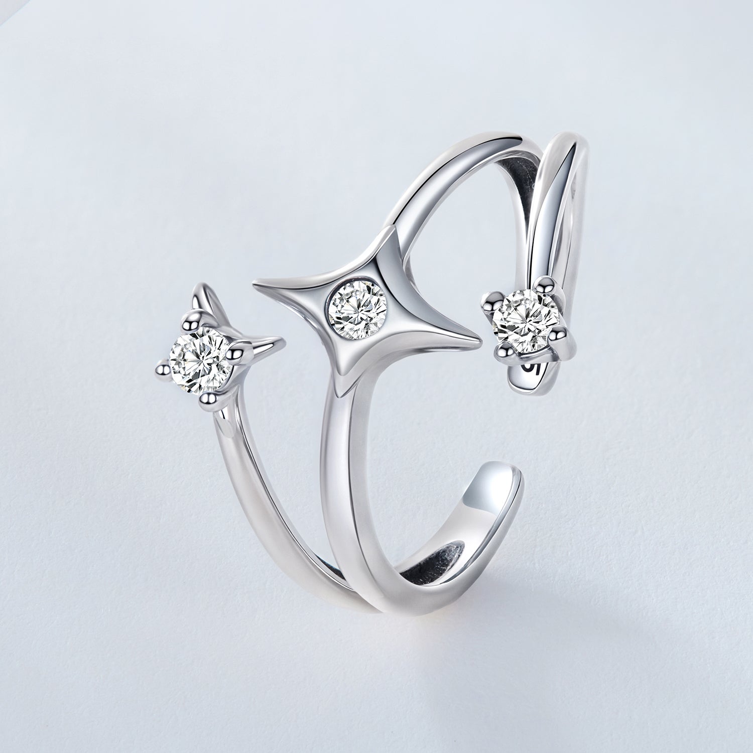 925 Sterling Silver Oxidized CZ Ring with Pavé Setting for Women