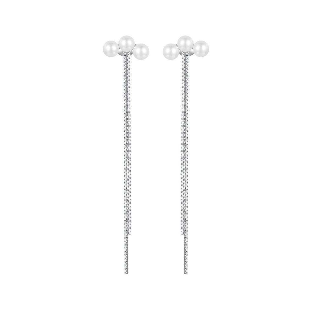 925 Sterling Silver White Gold Plated Shell Pearl Earrings