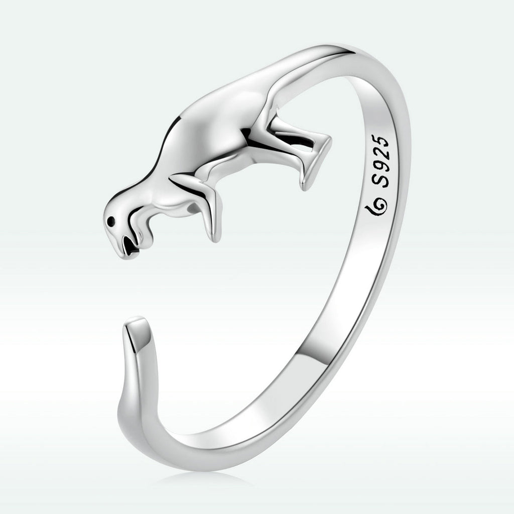 S925 Oxidized Silver Dinosaur Ring for Women