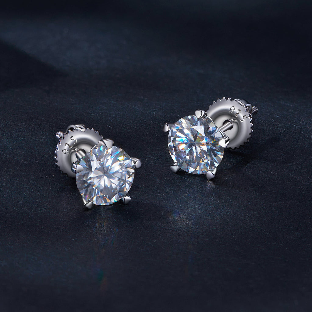 925 Sterling Silver Moissanite 0.50 Carat Earrings 6.0mm for Women