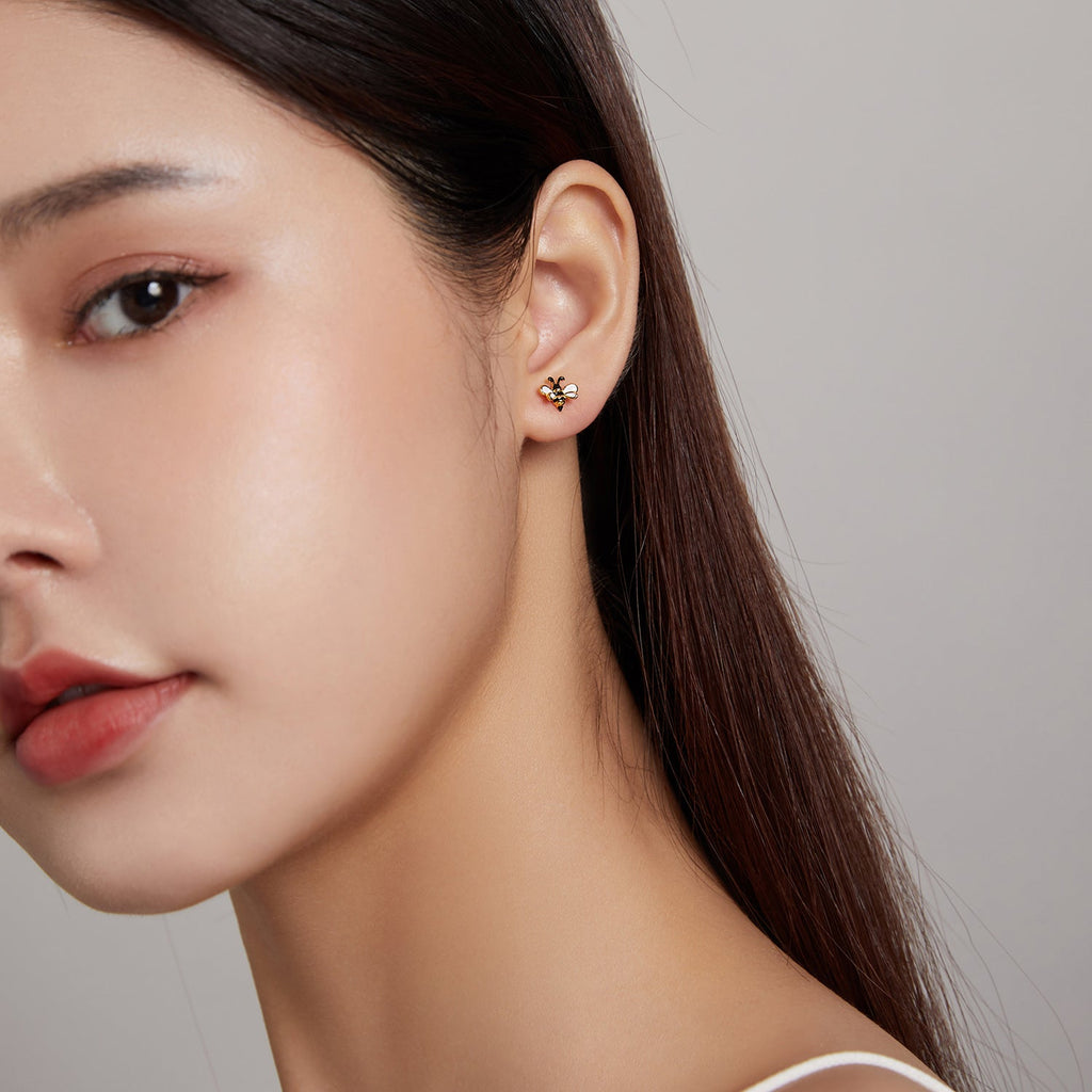 925 Sterling Silver Enamel Plated Gold Earrings