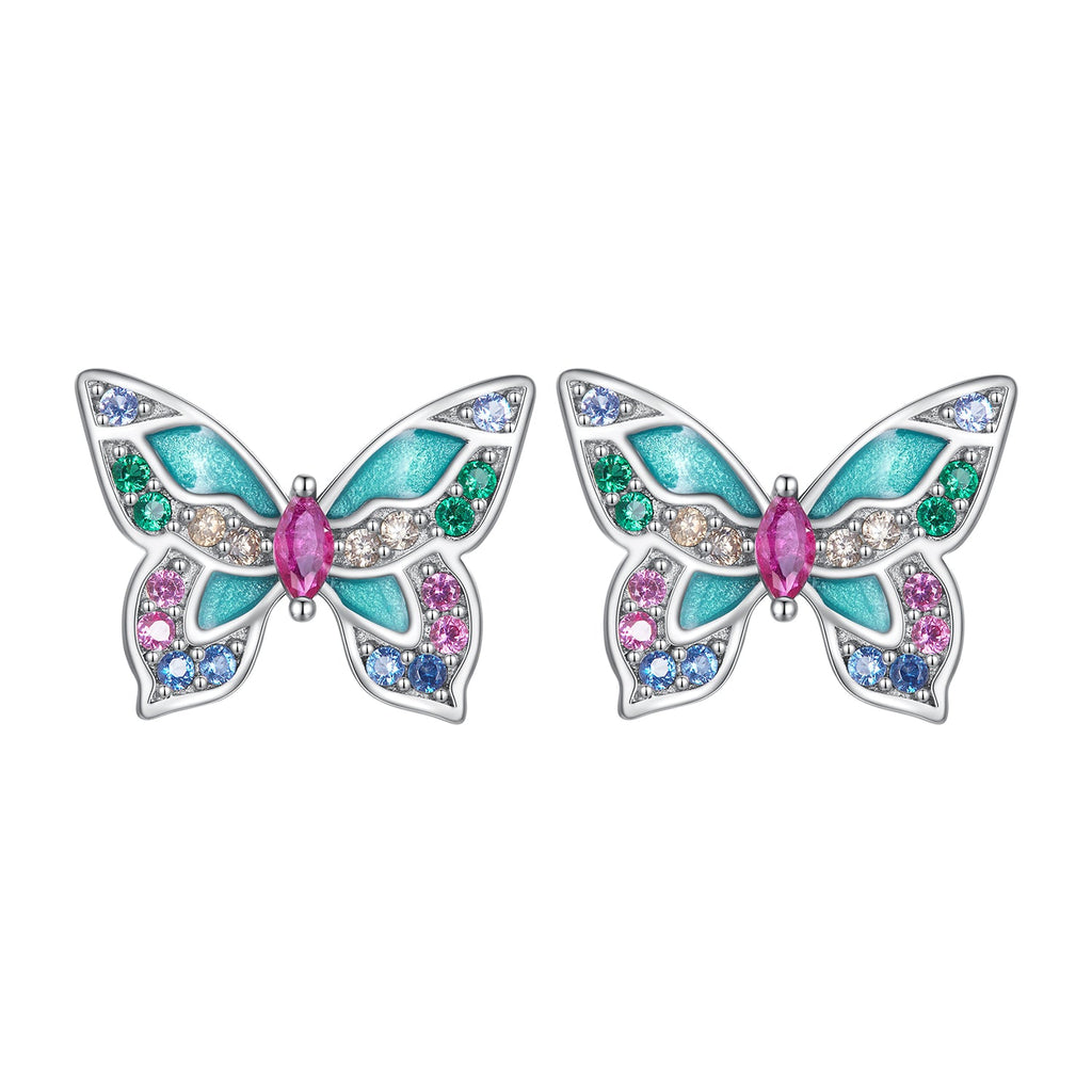 925 Sterling Silver Earrings with Enamel and CZ for Women