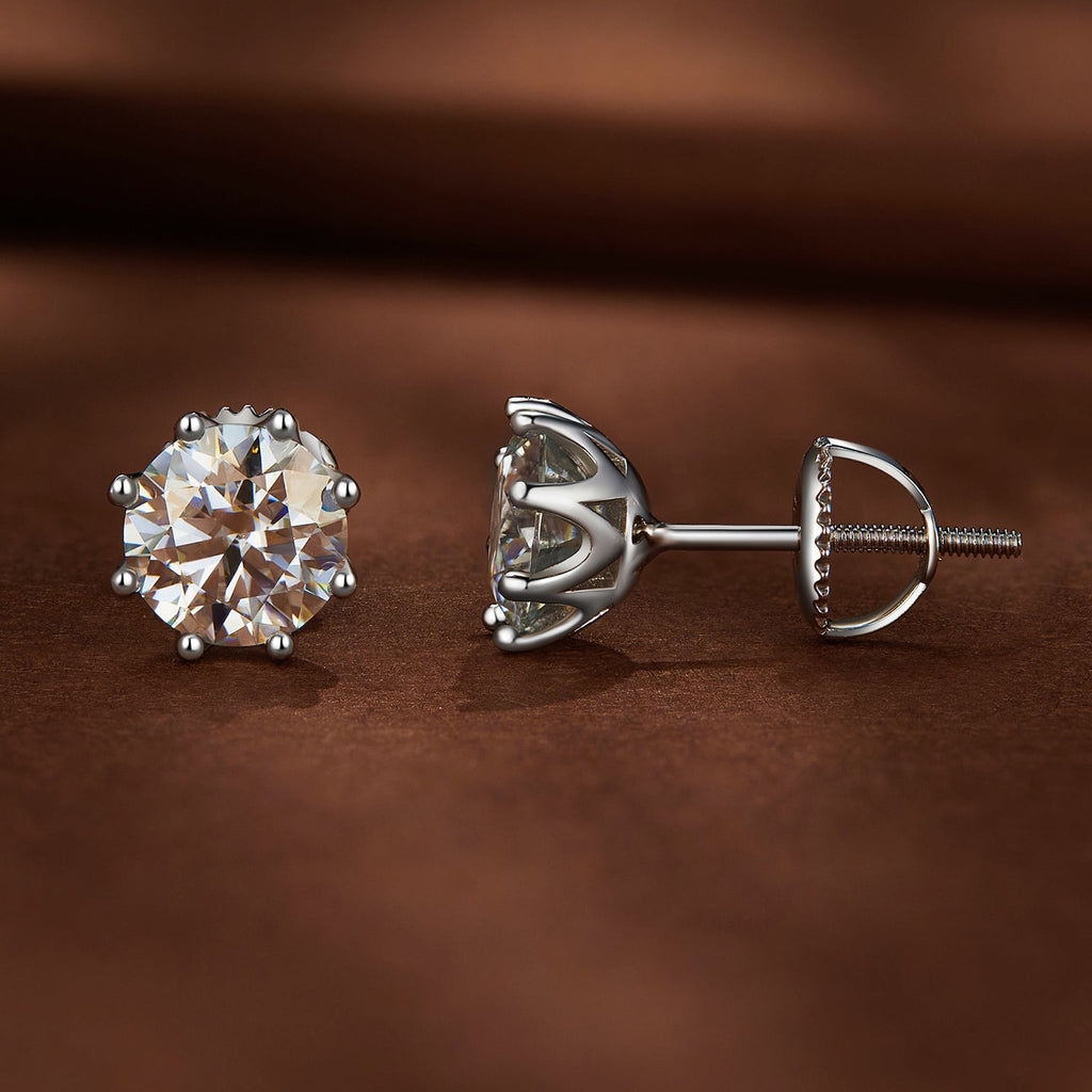 S925 Silver 0.5 Carat Moissanite Earrings 6.0mm for Women