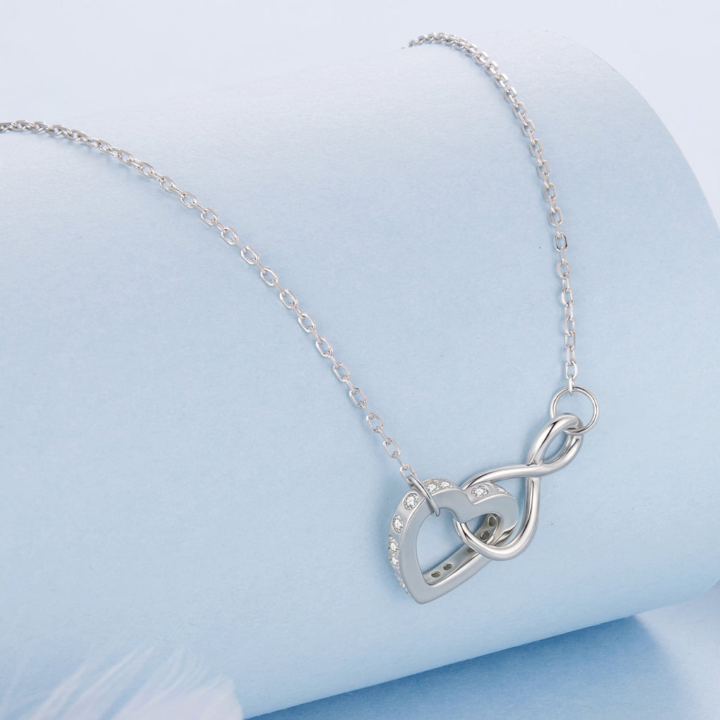 925 Sterling Silver Necklace with Pavé Setting CZ, 40+5cm, Plated White Gold, Women