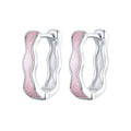 925 Sterling Silver Earrings with Enamel in White Gold Finish - 13*3mm for Women