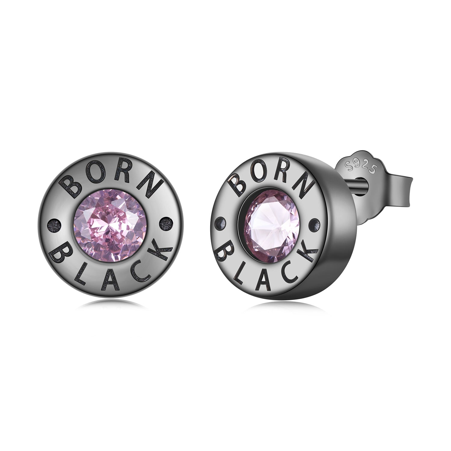 925 Sterling Silver Earrings with Black Gold Plating and CZ