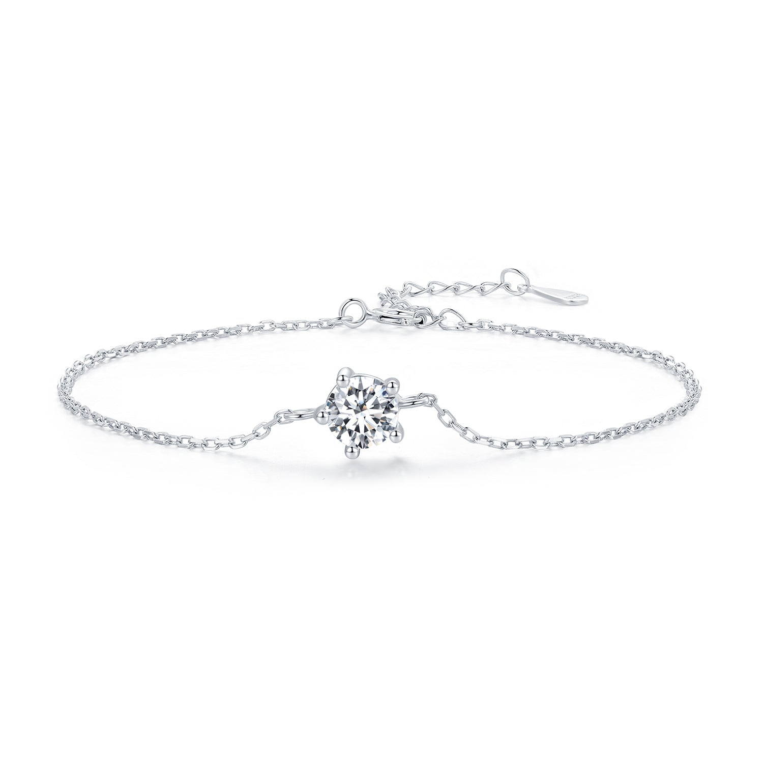 S925 Sterling Silver Moissanite Bracelet 15+3cm for Women