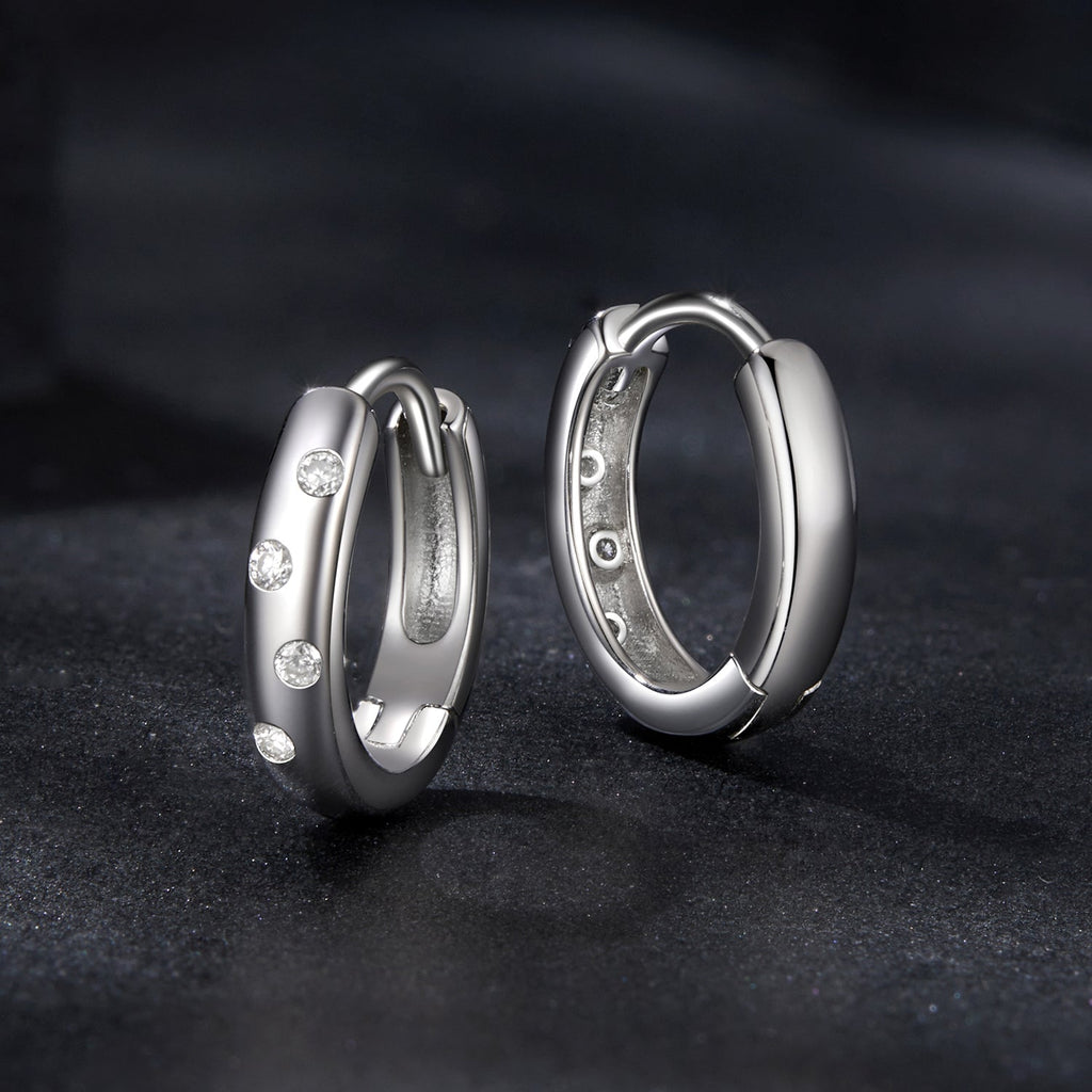925 Sterling Silver Moissanite Earrings for Women - White Gold Plated