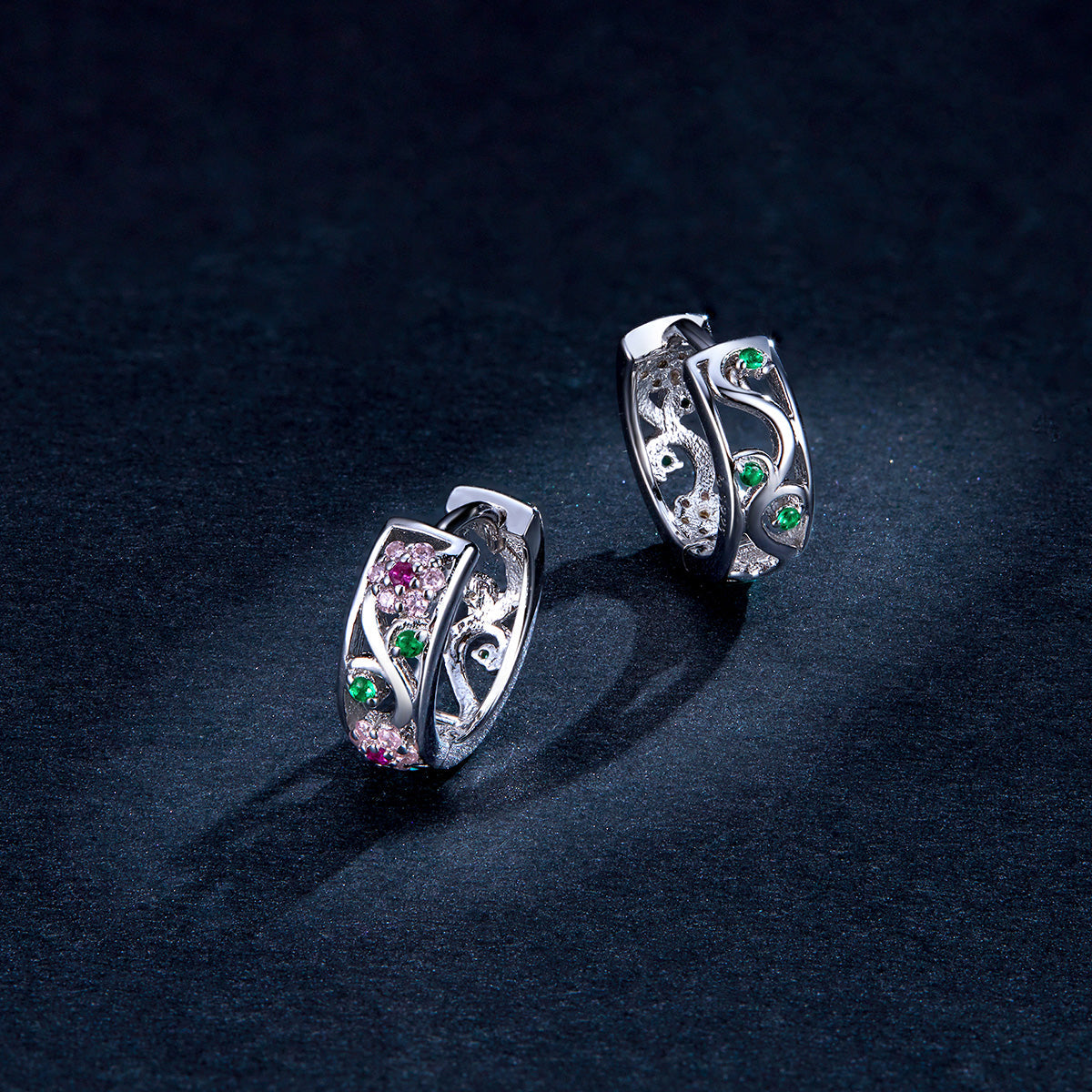 925 Sterling Silver Earrings with Pavé Setting CZ, 1.2*0.5cm, for Women