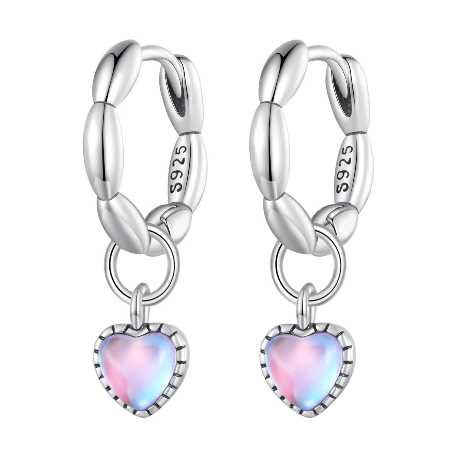 S925 Sterling Silver Earrings with Transparent Glass for Women