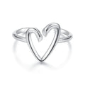 925 Sterling Silver Oxidized Silver Heart Ring for Women
