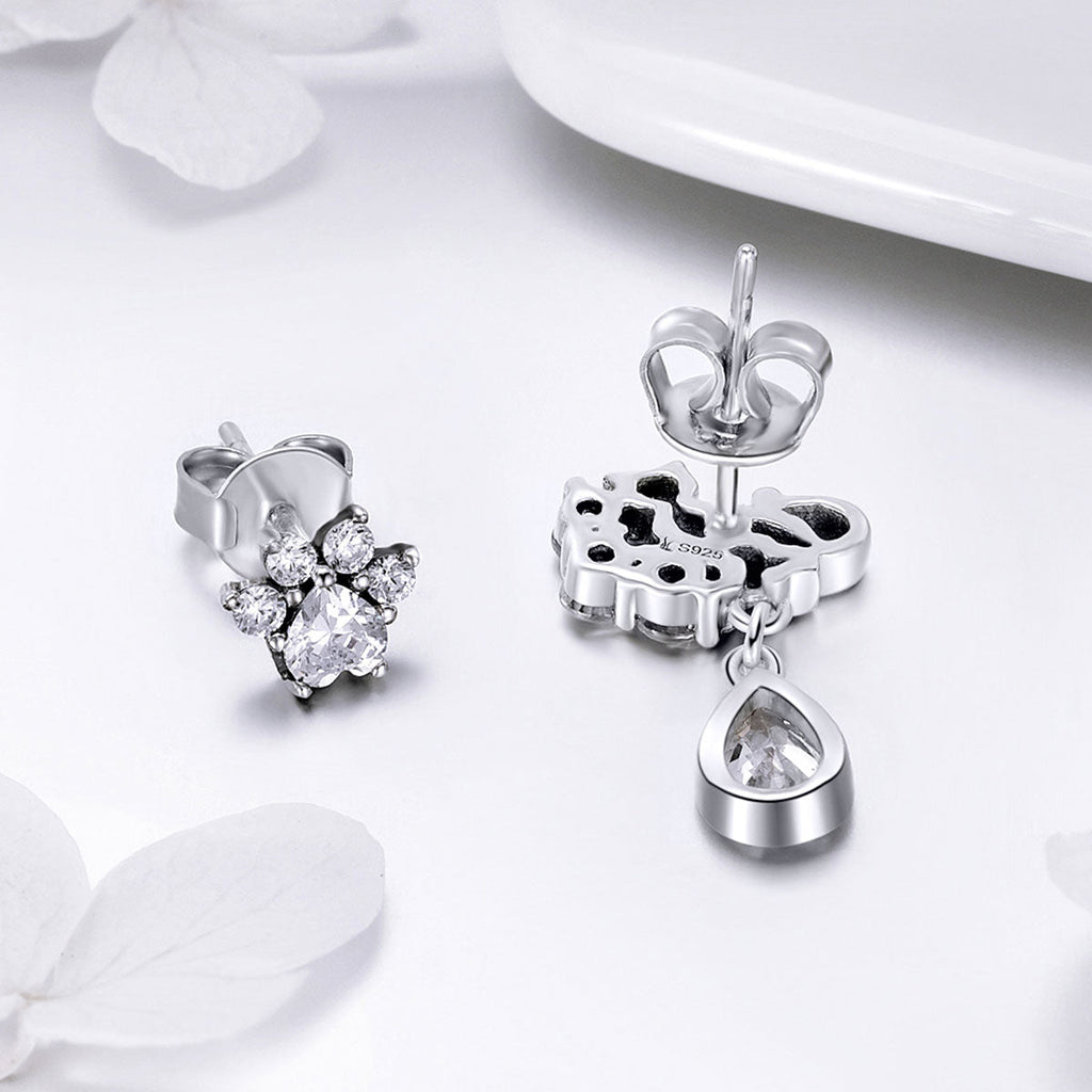 S925 Sterling Silver Earrings with Oxidized Finish and Pavé Setting CZ